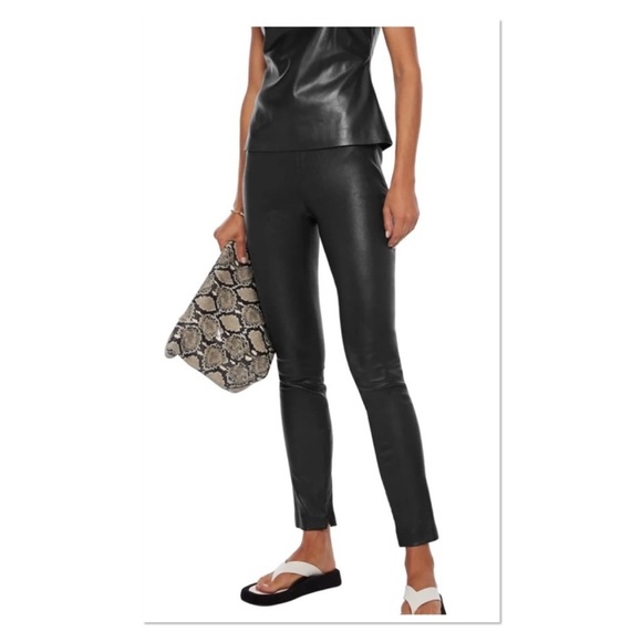 Theory leggings Adebelle 100% Lambskin Leather size 6 black - Picture 2 of 9